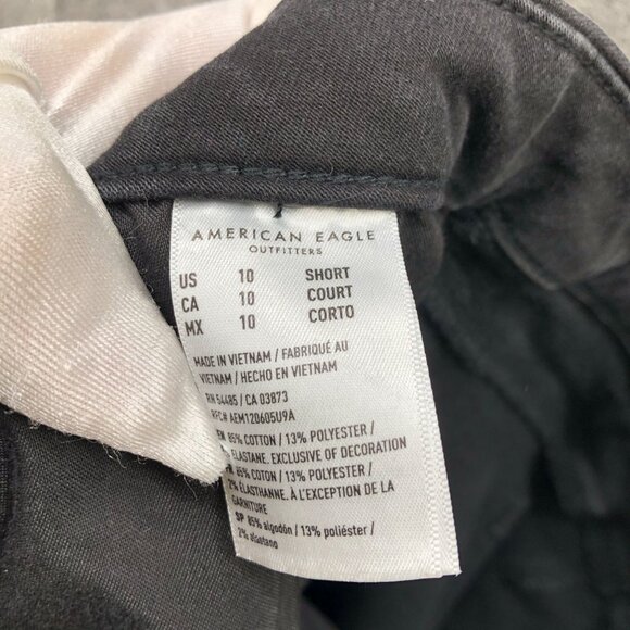 American Eagle Curvy Super Hi-Rise Jegging Women 10 Short Black Destroyed Soft - Picture 11 of 11